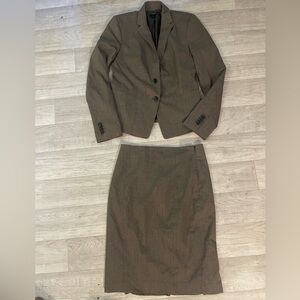 Ann taylor brown jacket blazer skirt suit set sz 4 6 women’s
